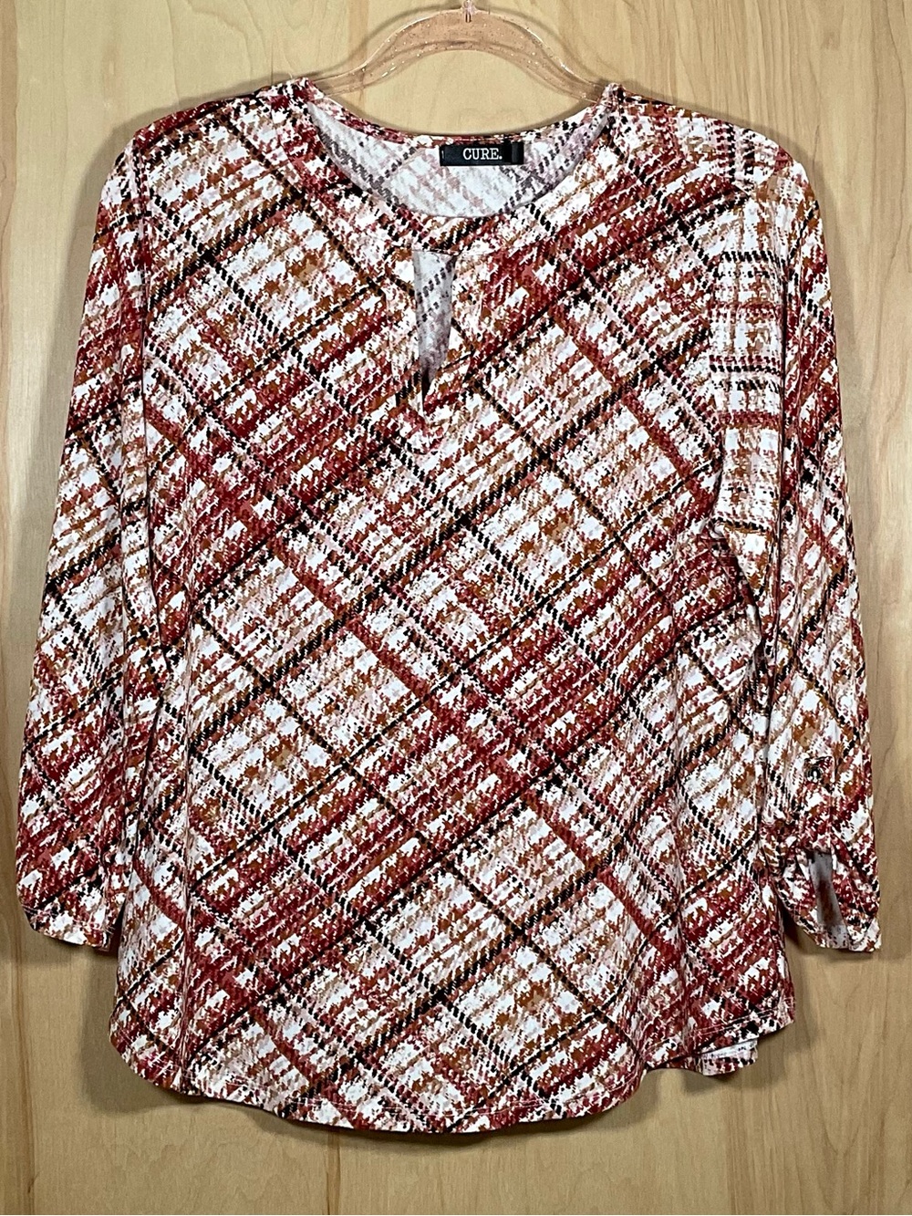 Cure Stretch Plaid Blouse - EUC